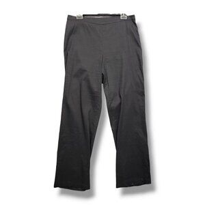 Eileen Fisher Organic Linen Viscose‎ Stretch Pants Womens 14 Black Side Zip High
